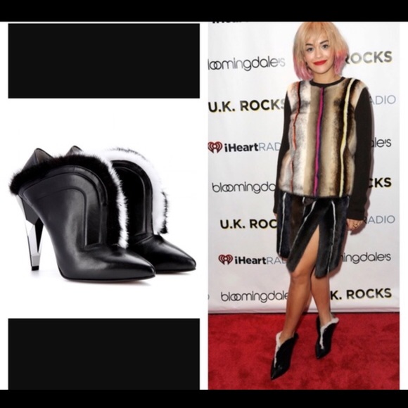 FENDI  mink-trimmed leather  fur booties - Picture 2 of 4